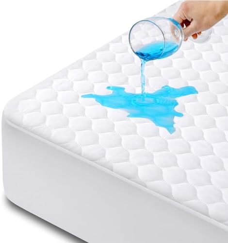 100% Waterproof Mattress Protector Queen, HYMOKEGE Quilted Mattress Cover