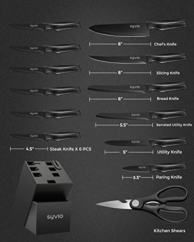 Knife Set, syvio 14 Pieces Kitchen Knife Set with Block, Knife Block Set - Image 5