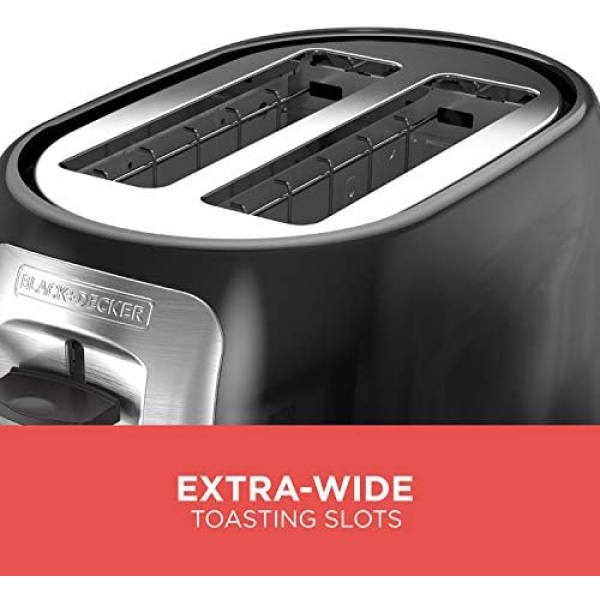 BLACK+DECKER 2-Slice Extra Wide Slot Toaster, Classic Oval, Black - Image 3