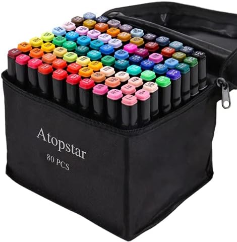 ATOPSTAR 80 Colors Alcohol Markers Artist Drawing Art Markers for Kids Dual Tip