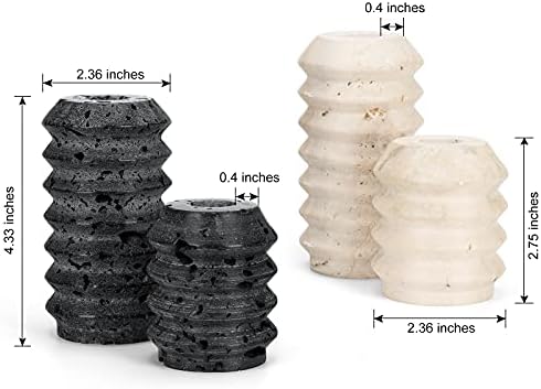 WORHE Candle Holders True Natural Travertine Stone 0.4" Thick, Set of 2 Premium - Image 2