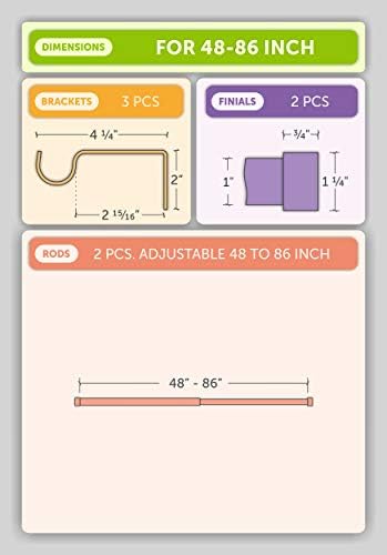 Ivilon Drapery Window Curtain Rod - End Cap Style Design 1 Inch Pole - Image 6