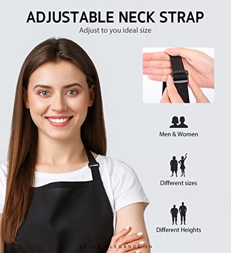 Syntus 2 Pack Adjustable Bib Apron Waterdrop Resistant with 2 Pockets Cooking - Image 5
