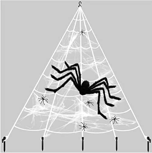 Spider Web Halloween Decoration, 236" Spider Web+ 60" Giant Spider Decorations - Image 7