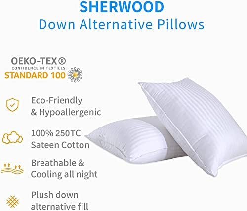 SHERWOOD Pillows Queen Size 2 Pack Hotel Pillow with Cotton Cover and Down - Image 2