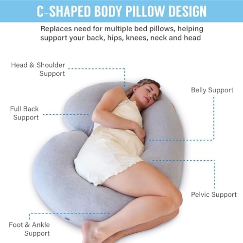 PharMeDoc Pregnancy Pillow, Body Pillow, C-Shape - Oreiller de Corps - Image 6