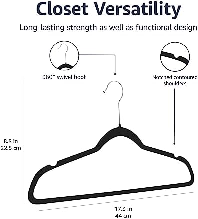 Amazon Basics Velvet Suit Hangers - 30-Pack, Black - Image 5