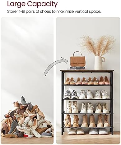 VASAGLE Shoe Rack, 5 Tier Shoe Storage Rack for 15-18 Pairs of Shoes, Narrow - Image 5