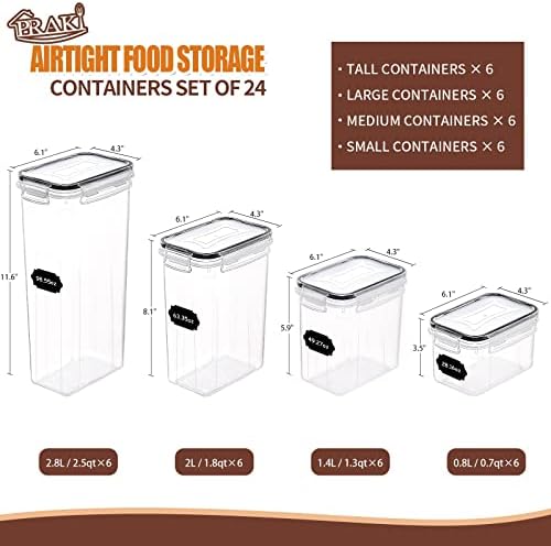Airtight Food Storage Containers Set with Lids, 24 PCS Clear Kitchen Pantry - Image 2
