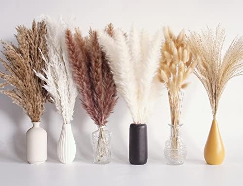 110 PCS Dried Pampas Grass Bouquet, Boho Table Decor, Bunny Tails Dried Flowers