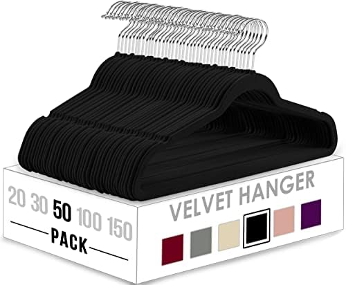 Utopia Home Pack of 50 Premium Non Slip Velvet Hangers 360 Degree rotatable Hook