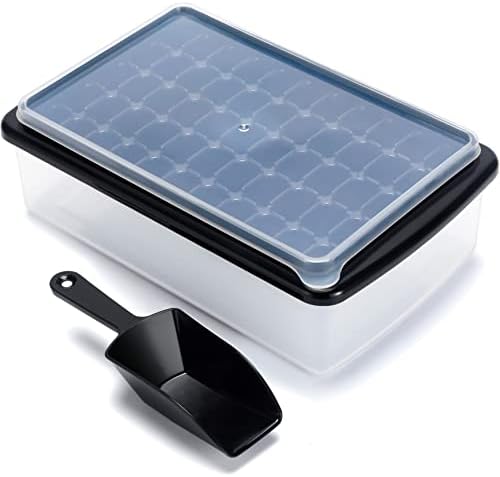 ARTLEO Ice Cube Tray with Lid and Bin for Freezer, Easy Release 55 Nugget Ice