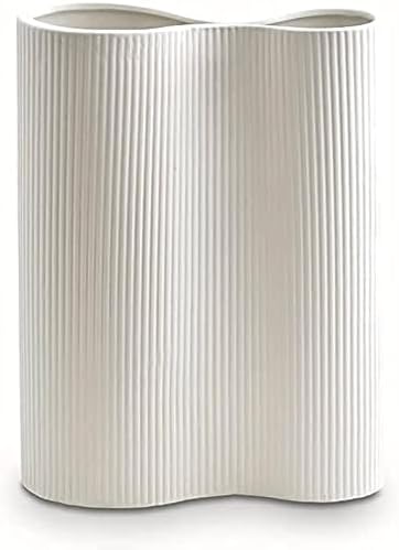 Luxe Infinity White Vase, 9” White Ceramic Vase, Modern Flower Vases