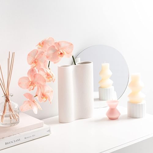 Luxe Infinity White Vase, 9” White Ceramic Vase, Modern Flower Vases - Image 2