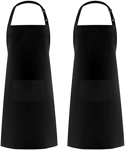 Syntus 2 Pack Adjustable Bib Apron Waterdrop Resistant with 2 Pockets Cooking