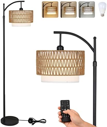 Arc Floor Lamp for Living Room with 3 Color Temperatures, Farmhouse Floor Lamps