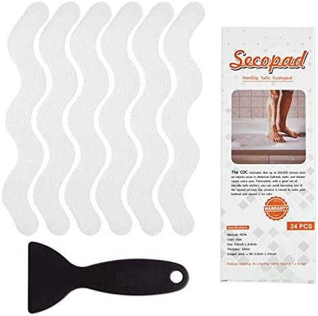 Secopad Patented Anti Slip Shower Stickers 24 PCS Safety Bathtub Strips Adhesive