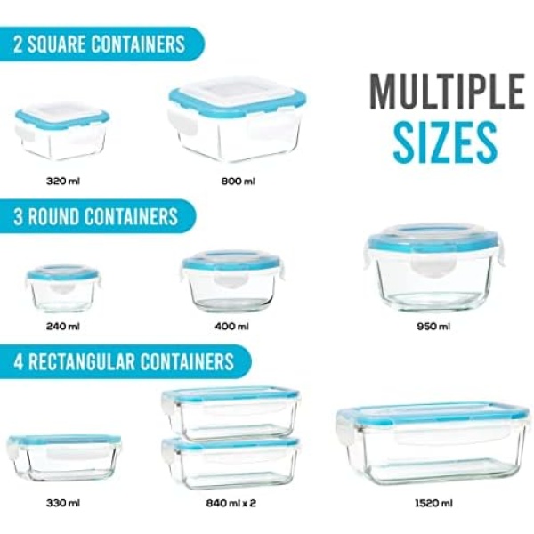 KICHLY [18-Pieces] Glass Container Food Storage with Lids - Glass Meal Prep - Image 2