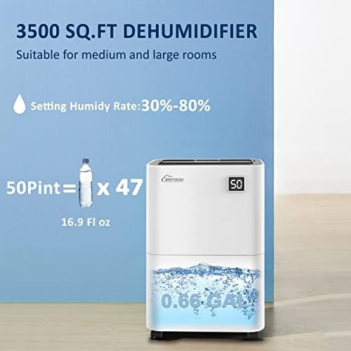 Dehumidifier 3500 Sq. Ft 50 Pint BRITSOU Dehumidifiers for Home Basements - Image 4