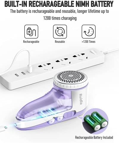 Ruidla Fabric Shaver Defuzzer, Electric Lint Remover, Rechargeable Sweater - Image 2