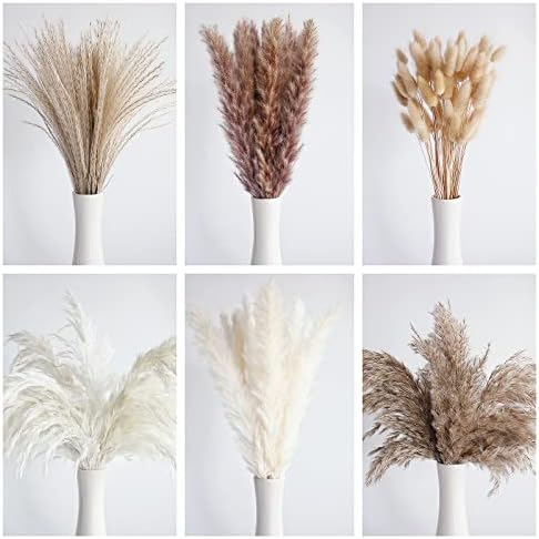 110 PCS Dried Pampas Grass Bouquet, Boho Table Decor, Bunny Tails Dried Flowers - Image 2