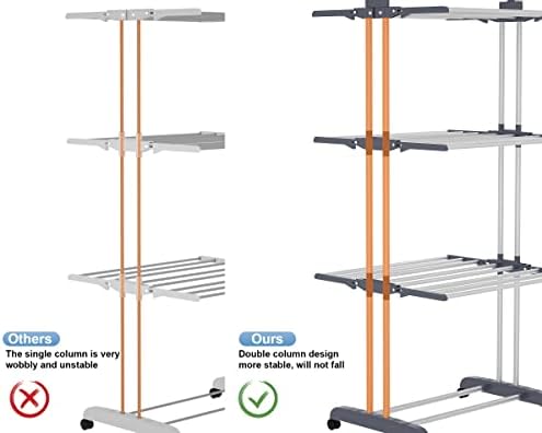 4-Tier Clothes Drying Rack,Foldable Clothes Hanger Adjustable Large Stainless - Image 6