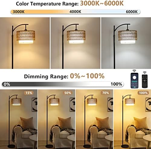 Arc Floor Lamp for Living Room with 3 Color Temperatures, Farmhouse Floor Lamps - Image 2