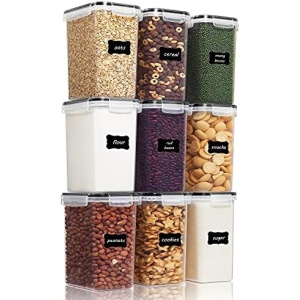 Vtopmart Set of 9 Airtight Food Storage Containers with Lids,Plastic Kitchen