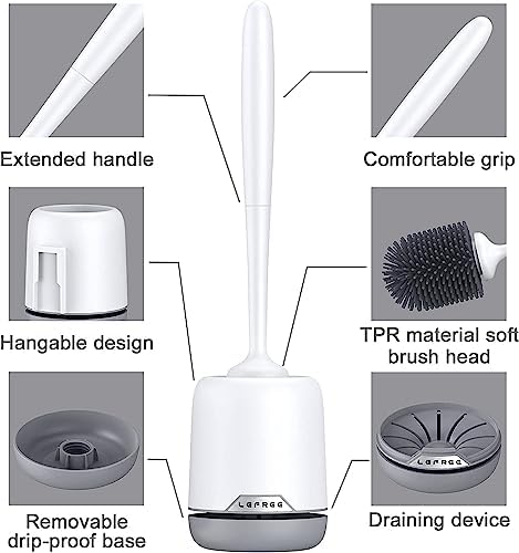 New Lefree Silicone Toilet Brush and Holder, Toilet Cleaner Brush Set, Non-Slip - Image 4