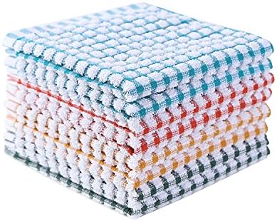 Oeleky 100% Cotton Kitchen Dish Cloths for Washing Dishes, 12x12 Inches Dish