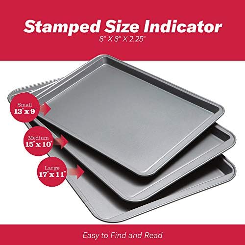 GoodCook Nonstick Steel 3-Piece Cookie Sheet Set, Gray, Small, Medium, Large - Image 7