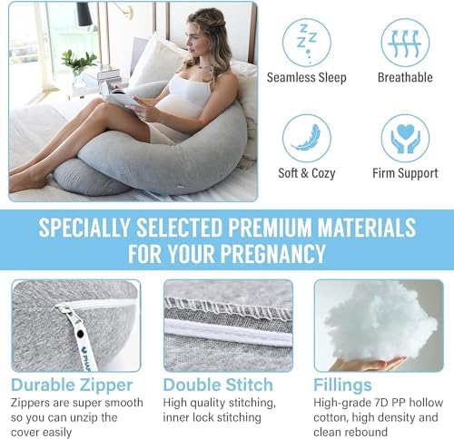 PharMeDoc Pregnancy Pillow, Body Pillow, C-Shape - Oreiller de Corps - Image 3