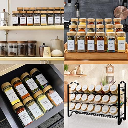 AISIPRIN 24 Pcs Glass Spice Jars with Bamboo Airtight Lids and 398 Labels, 4oz - Image 6