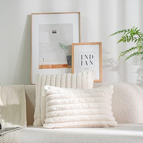 DEELAND Pack of 2,Double-Sided Faux Fur Plush Decorative Throw Pillow Covers - Image 3