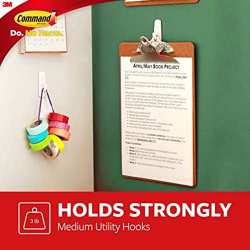 Command Utility Hooks Value Pack, Adhesive Hooks, Medium, 6 Wall Hooks 12 Medium - Image 4