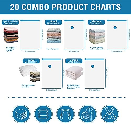 20 Pack Vacuum Storage Bags, Space Saver Bags (4 Jumbo/4 Large/4 Medium/4 - Image 5