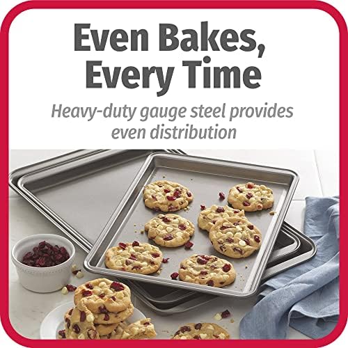 GoodCook Nonstick Steel 3-Piece Cookie Sheet Set, Gray, Small, Medium, Large - Image 3