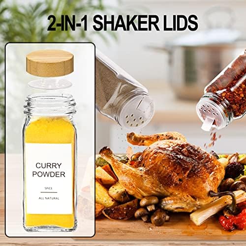 AISIPRIN 24 Pcs Glass Spice Jars with Bamboo Airtight Lids and 398 Labels, 4oz - Image 5