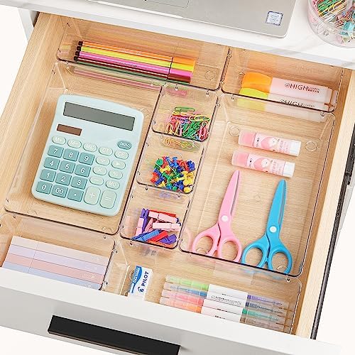 Vtopmart 25 PCS Plastic Clear Drawer Organizer, Acrylic Desk Drawer organizers - Image 6