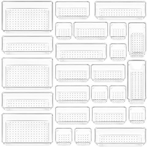 Vtopmart 25 PCS Plastic Clear Drawer Organizer, Acrylic Desk Drawer organizers