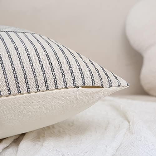 Hckot Grey and Beige Patchwork Farmhouse Throw Pillow Covers 18 x 18 Inch - Image 4