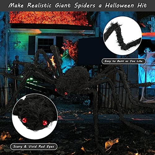 Spider Web Halloween Decoration, 236" Spider Web+ 60" Giant Spider Decorations - Image 5
