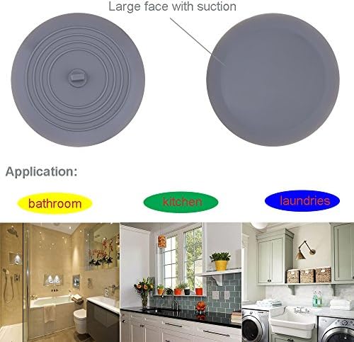 V-TOP Tub Stopper 2 Pack, 6 inches Large Silicone Drain Plug Hair Stopper Flat - Image 7
