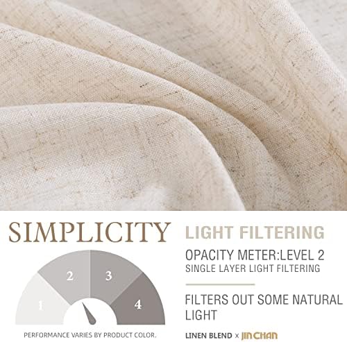 jinchan Linen Beige Curtains 84 Inches Long for Living Room Farmhouse Rod Pocket - Image 6