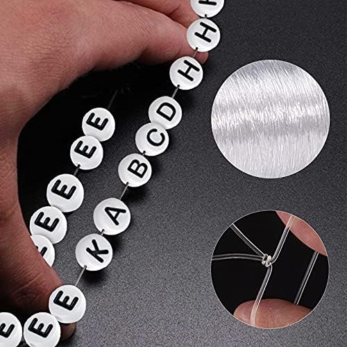 Alphabet Letter Beads, 300 Pcs Round Alphabet Beads with Clear Elastic Thread - Image 3