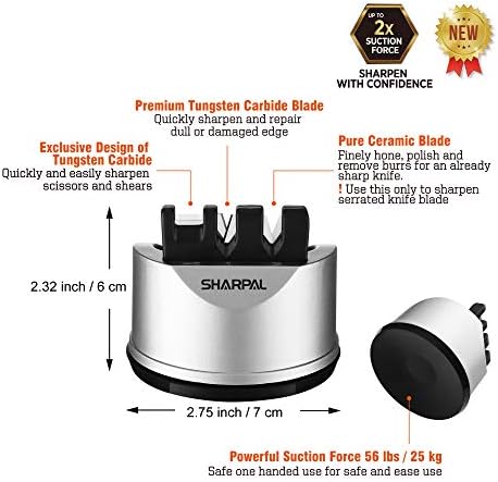 SHARPAL 191H Kitchen Chef Knife Scissors Sharpener for Straight & Serrated - Image 2