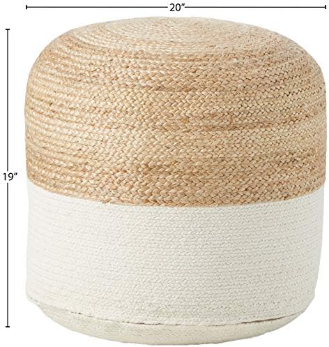 Signature Design by Ashley Sweed Valley Jute & Cotton Pouf, 19 x 19 Inches - Image 5