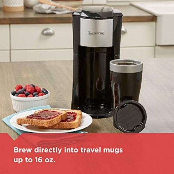 BLACK+DECKER Single Serve Coffee Maker, Includes One Dishwasher Safe Travel Mug - Image 5