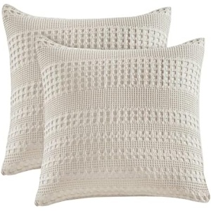 PHF 100% Cotton Waffle Weave Euro Sham Covers, 2 Pack 26" x 26" Pillow Covers