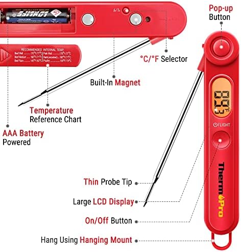 ThermoPro TP03B Digital Instant Read Meat Thermometer with Backlight LCD - Image 6